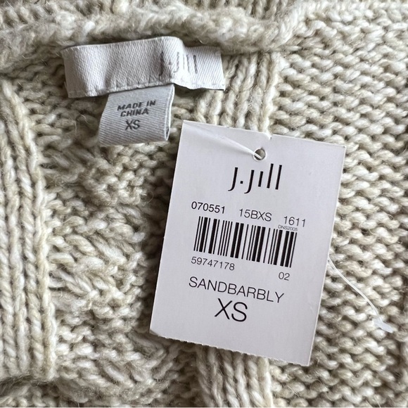 J. JILL Cable Knit Hooded Zip Cardigan Sweater XS - Picture 6 of 9
